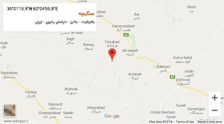 روستای سنگیچه بر روی نقشه