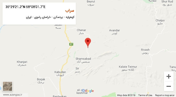 روستای سراب بر روی نقشه