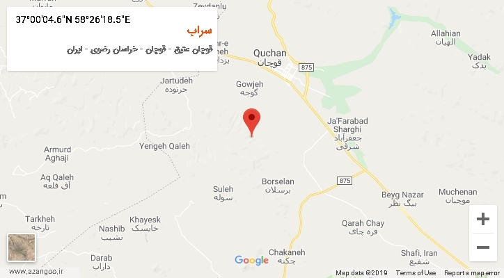 روستای سراب بر روی نقشه
