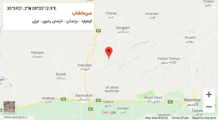 روستای سربخشاب بر روی نقشه