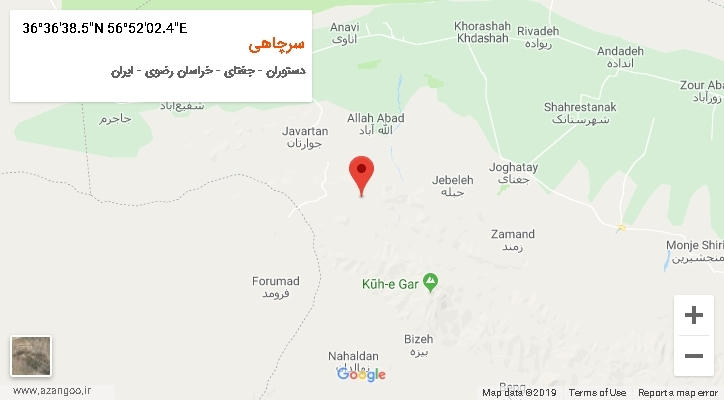 روستای سرچاهی بر روی نقشه