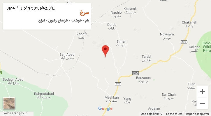 روستای سرخ بر روی نقشه