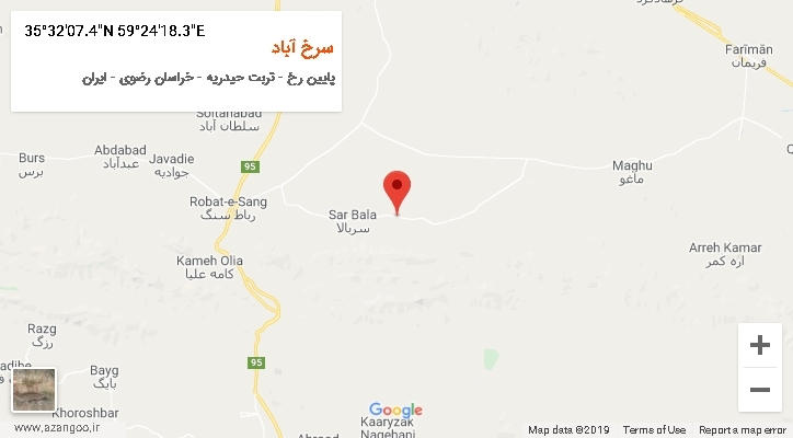 روستای سرخ آباد بر روی نقشه