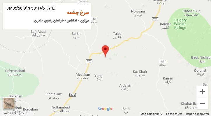 روستای سرخ چشمه بر روی نقشه