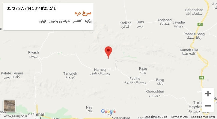 روستای سرخ دره بر روی نقشه