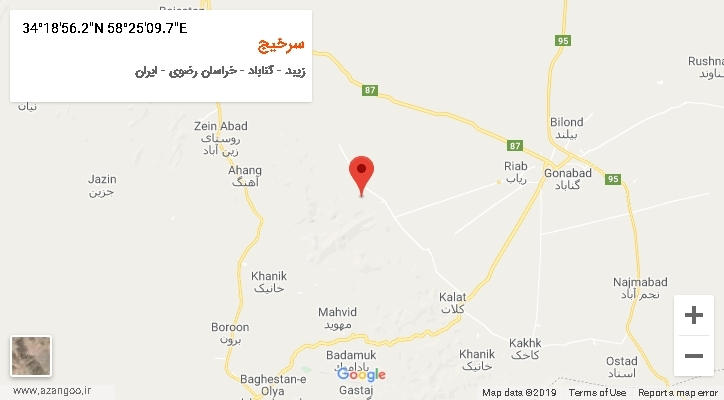 روستای سرخیج بر روی نقشه