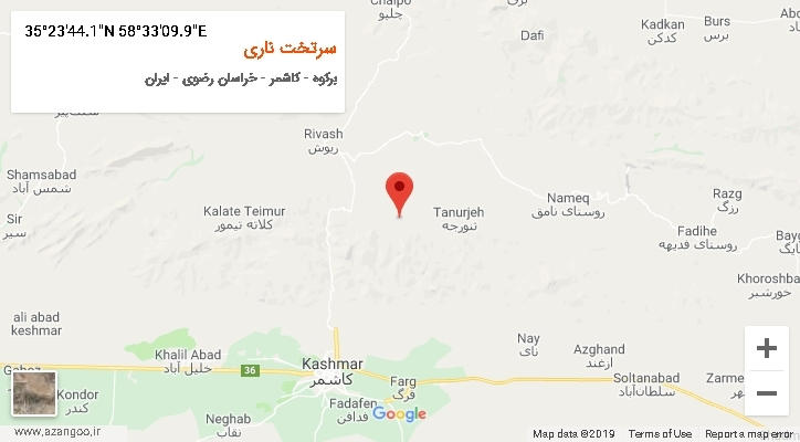 روستای سرتخت ناری بر روی نقشه