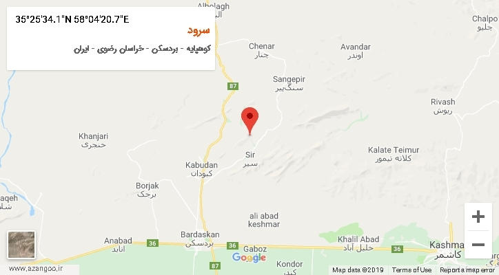 روستای سرود بر روی نقشه