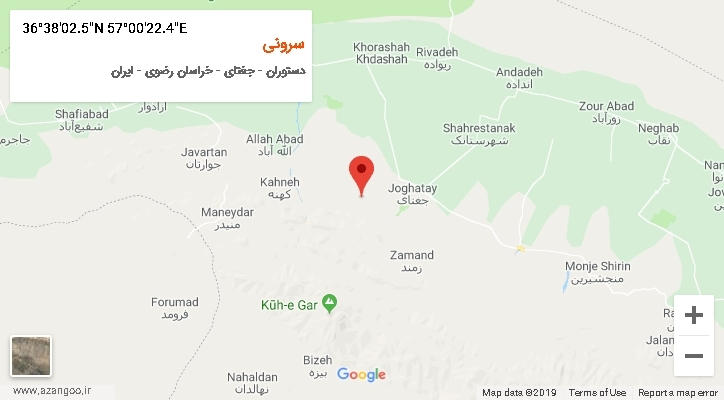 روستای سرونی بر روی نقشه