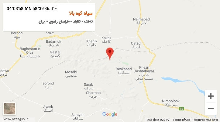 روستای سیاه کوه بالا بر روی نقشه