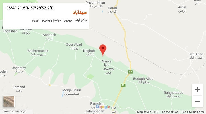 روستای سیدآباد بر روی نقشه