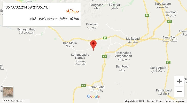 روستای صیدآباد بر روی نقشه