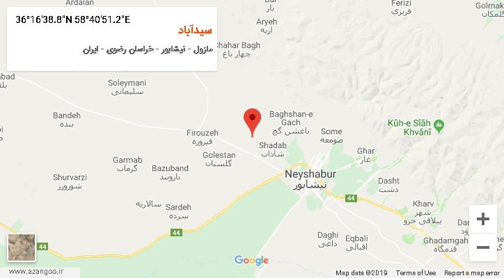 روستای سیدآباد بر روی نقشه