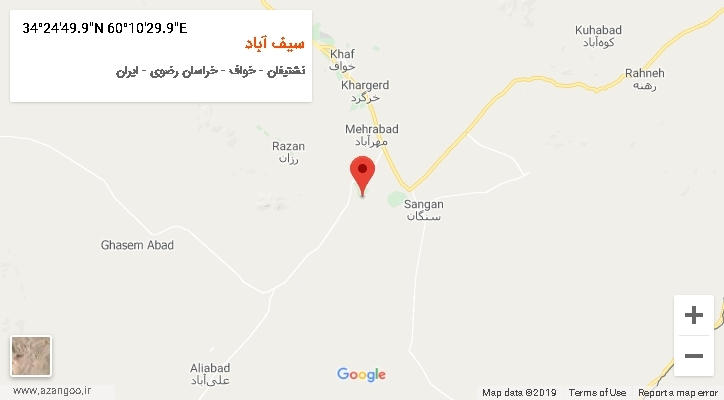 روستای سیف آباد بر روی نقشه