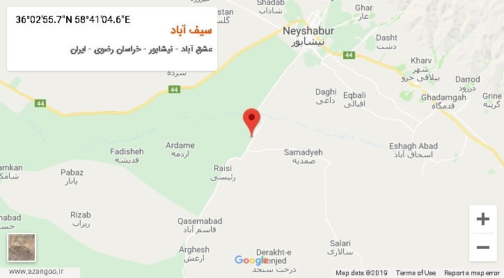 روستای سیف آباد بر روی نقشه
