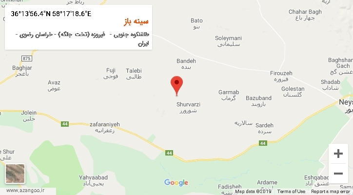 روستای سینه باز بر روی نقشه