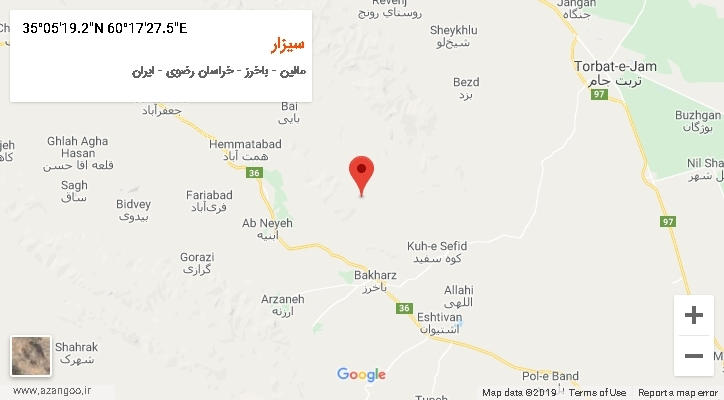 روستای سیزار بر روی نقشه