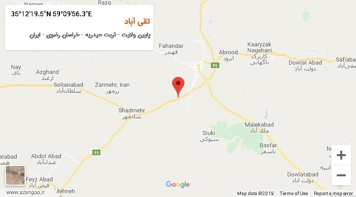 روستای تقی آباد بر روی نقشه