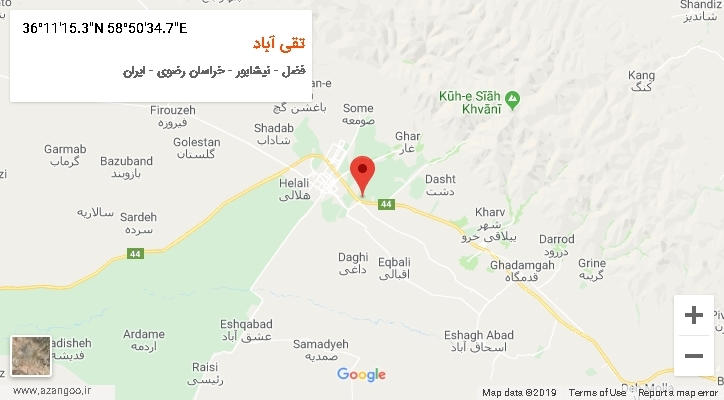 روستای تقی آباد بر روی نقشه