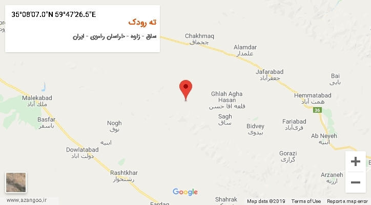 روستای ته رودک بر روی نقشه