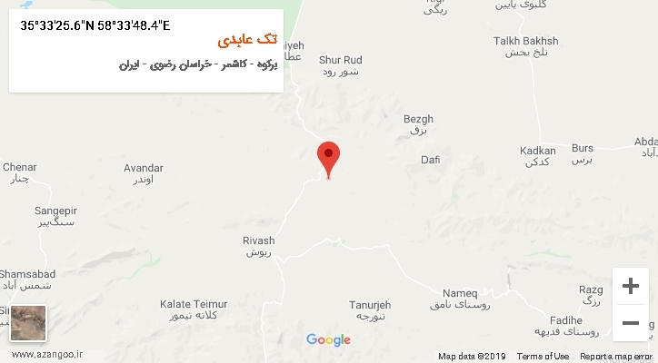 روستای تک عابدی بر روی نقشه