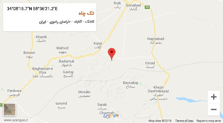 روستای تک چاه بر روی نقشه