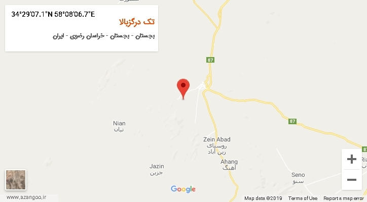 روستای تک درگزبالا بر روی نقشه