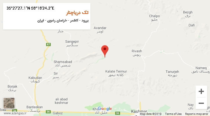 روستای تک دریاچنار بر روی نقشه
