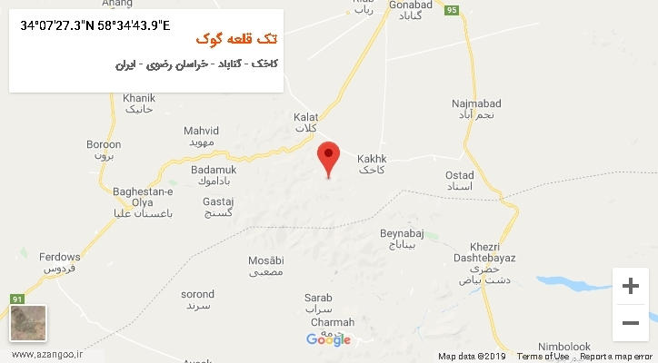 روستای تک قلعه گوک بر روی نقشه