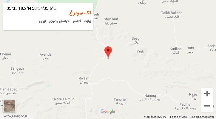 روستای تک سرمرغ بر روی نقشه