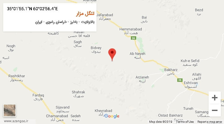 روستای تنگل مزار بر روی نقشه