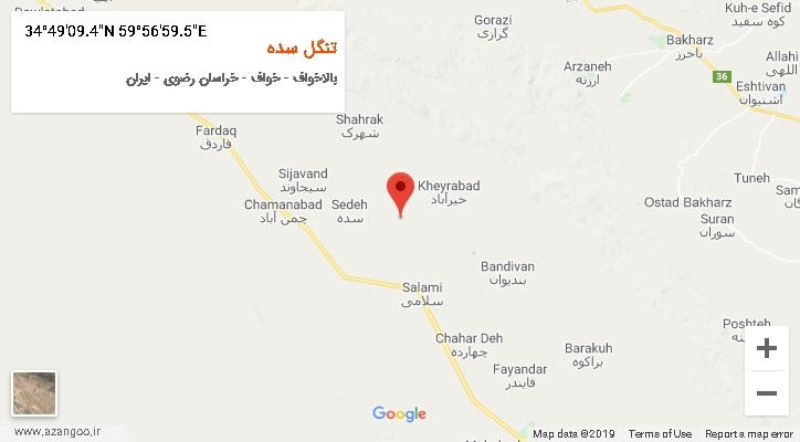 روستای تنگل سده بر روی نقشه