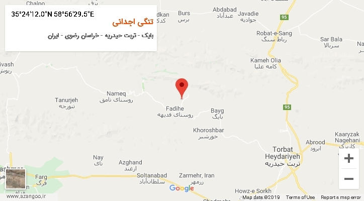 روستای تنگی اجدانی بر روی نقشه