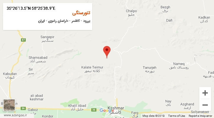روستای تنورسنگی بر روی نقشه