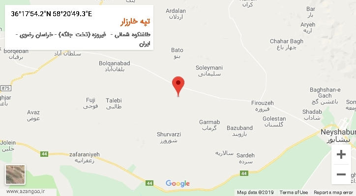 روستای تپه خارزار بر روی نقشه