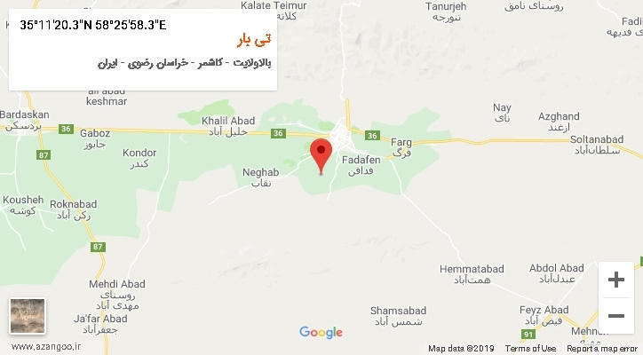 روستای تی بار بر روی نقشه