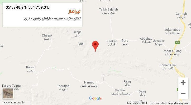 روستای تیرانداز بر روی نقشه