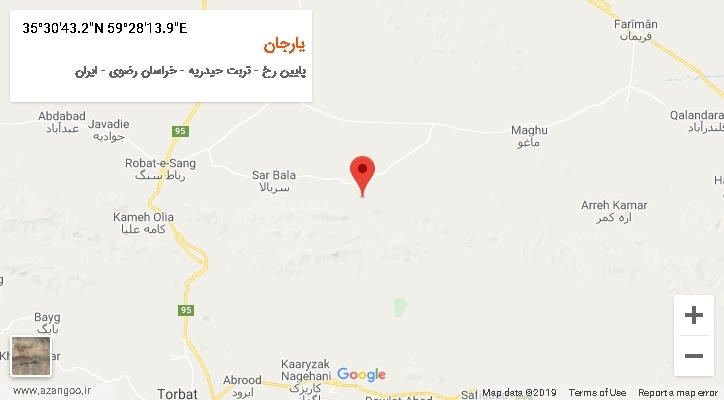 روستای یارجان بر روی نقشه