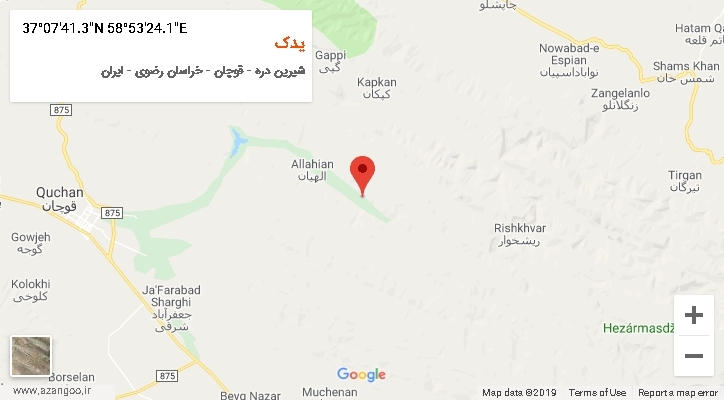 روستای یدک بر روی نقشه