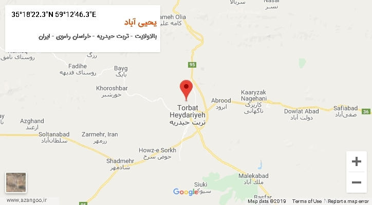 روستای یحیی آباد بر روی نقشه