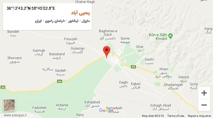 روستای یحیی آباد بر روی نقشه