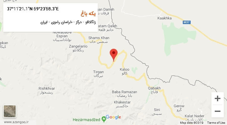 روستای یکه باغ بر روی نقشه