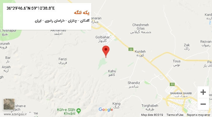 روستای یکه لنگه بر روی نقشه