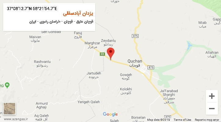 روستای یزدان آبادسفلی بر روی نقشه