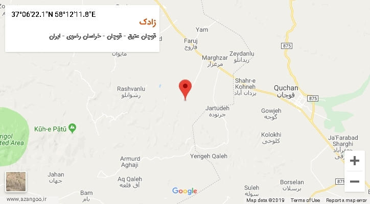 روستای زادک بر روی نقشه