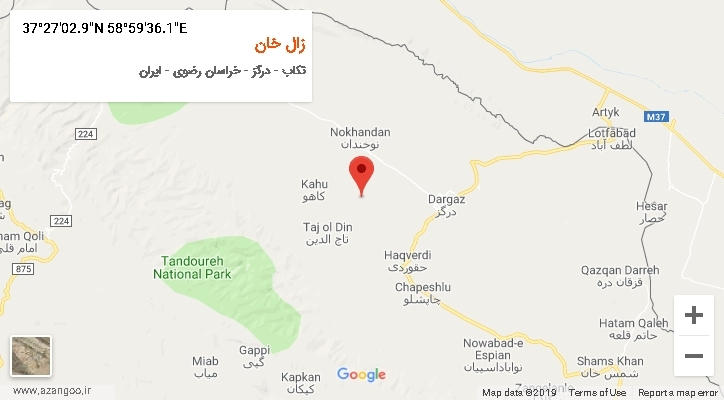 روستای زال خان بر روی نقشه