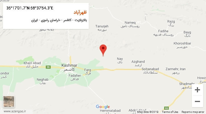 روستای ظهرآباد بر روی نقشه