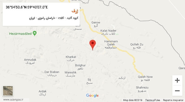 روستای ژرف بر روی نقشه