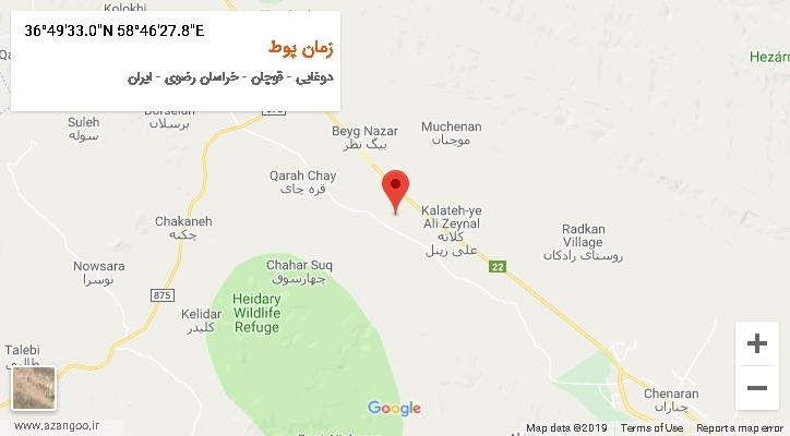 روستای زمان پوط بر روی نقشه