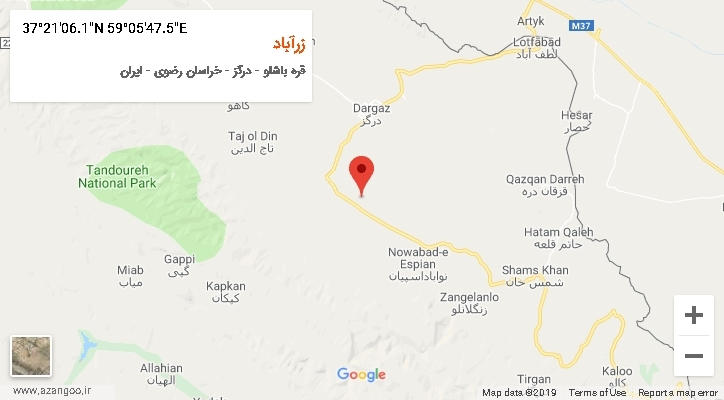 روستای زرآباد بر روی نقشه